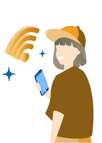 jovem celular na mao simbolo wifi