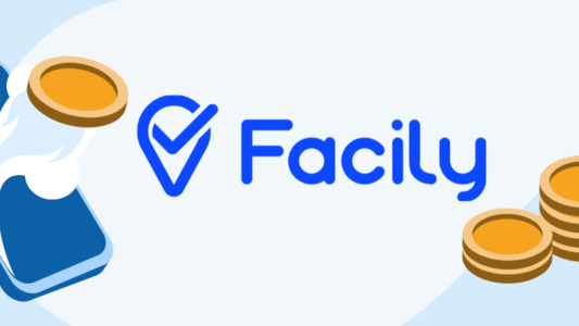 Imagem png logo Facily com celular e moedas