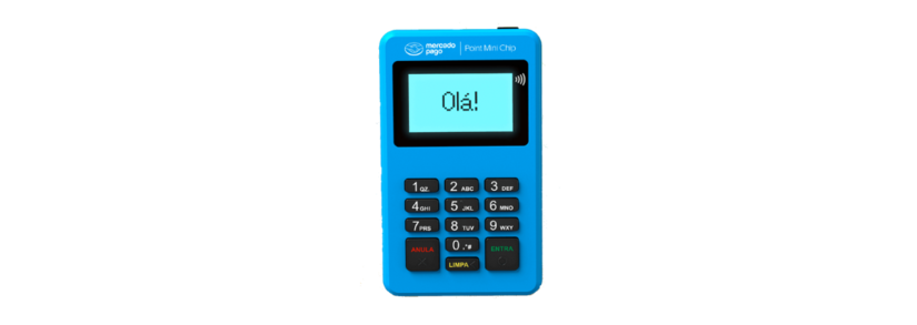 Maquininha Mercado Pago Point Mini Chip em Fundo Transparente