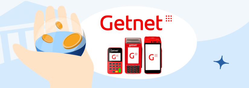 Imagem com logo e maquininhas da GetNet png