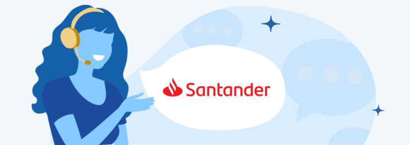 imagem png atendente e logo do banco santander