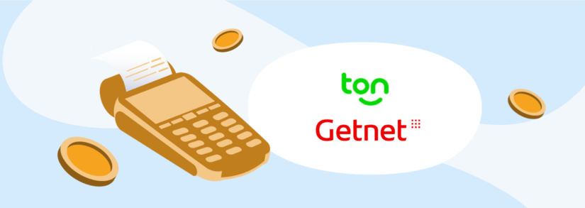 imagem png maquininha de cartão e logo da ton e da getnet